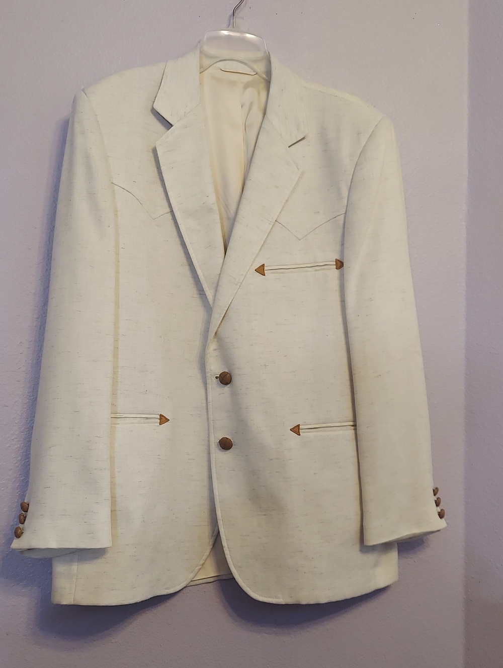 Circle S Western Wear. Cream Men's Blazer - Classic Two-Button Suit Jacket